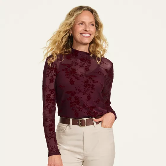 Women's Long Sleeve Sheer Layering Turtleneck - primary