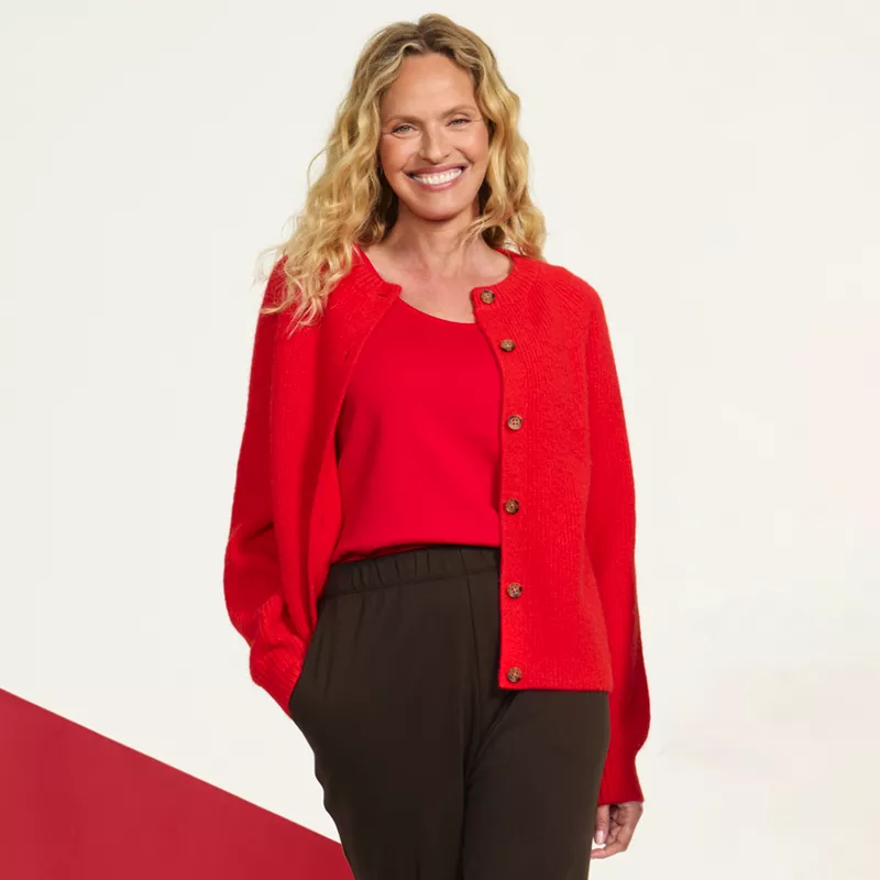 Women's Fuzzy Shaker Cardigan Sweater, alternative image