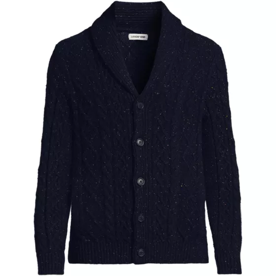 Men's Cotton Wool Aran Cable Cardigan - primary