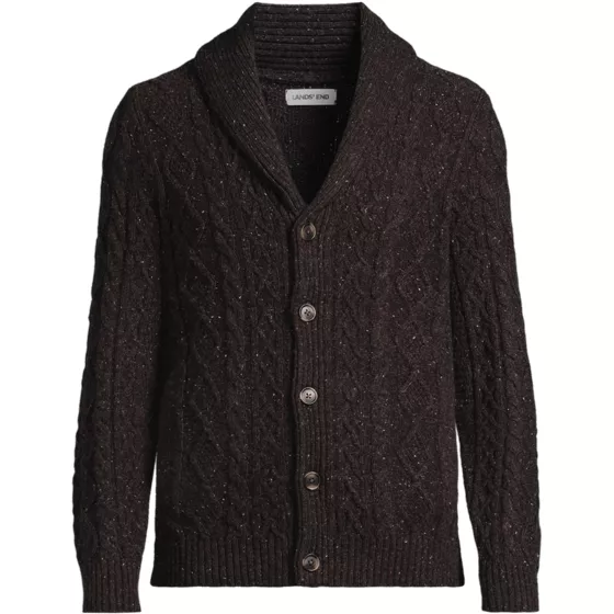 Men's Cotton Wool Aran Cable Cardigan - primary