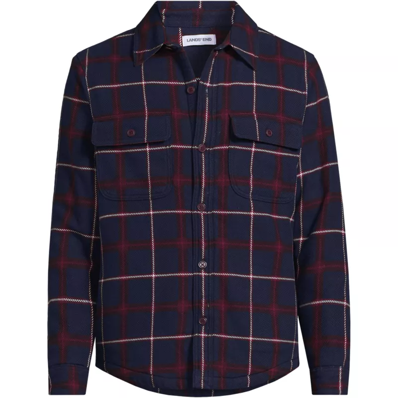 Men's Sherpa Lined Rain Defense Authentic Flannel Shirt Jacket, Front