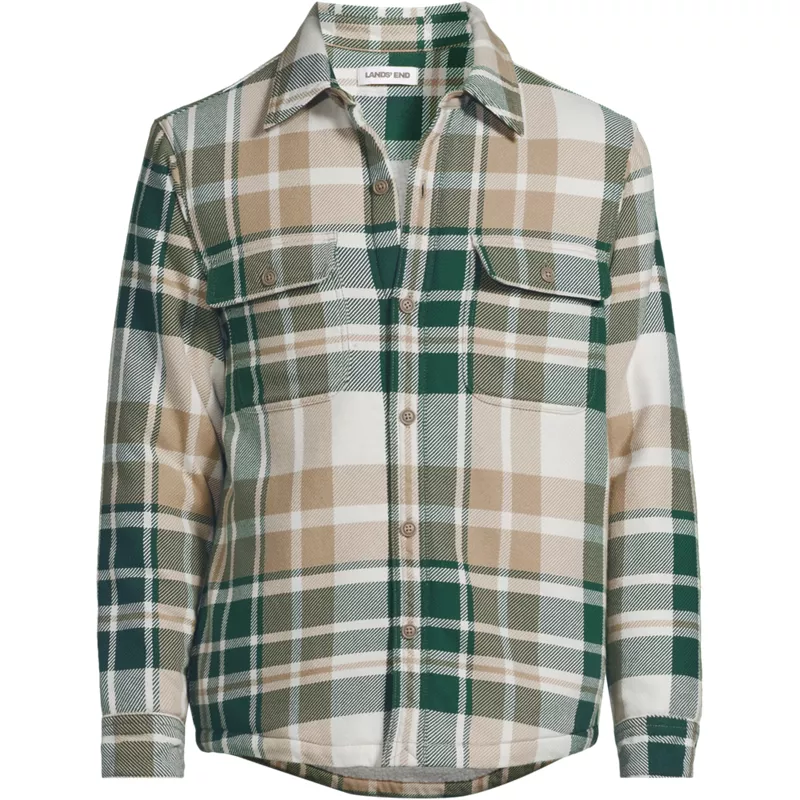 Men's Sherpa Lined Rain Defense Authentic Flannel Shirt Jacket, Front
