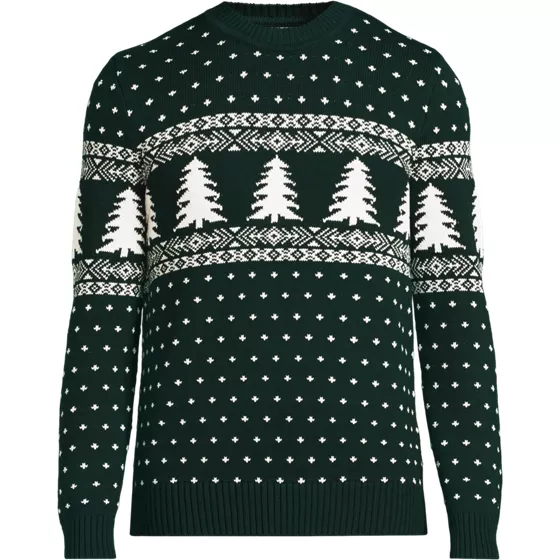 Men's Long Sleeve Holiday Tree Fairisle Sweater - primary