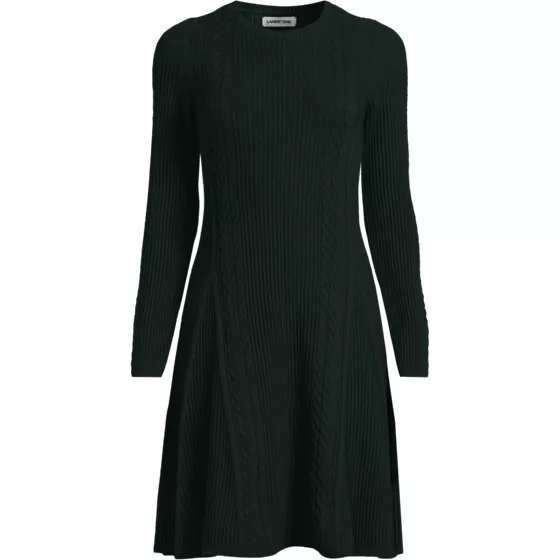 Women's Cotton Blend Cable Fit and Flare Mini Sweater Dress - primary
