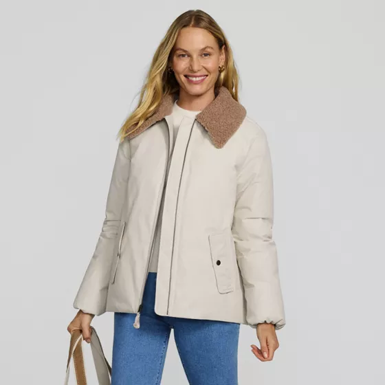 Women's Sherpa Collar Insulated Bomber Jacket - primary