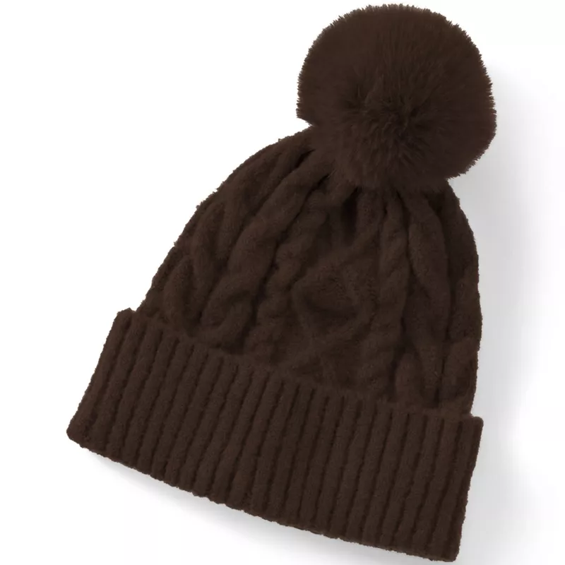 Women's CashTouch Cable Knit Beanie Hat, Front