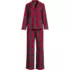 Women's Cotton Poplin Ruffle 2 Piece Pajama Set - Long Sleeve Top and Pants, Front