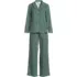 Women's Cotton Poplin Ruffle 2 Piece Pajama Set - Long Sleeve Top and Pants, Front
