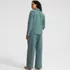 Women's Cotton Poplin Ruffle 2 Piece Pajama Set - Long Sleeve Top and Pants, Back