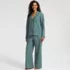 Women's Cotton Poplin Ruffle 2 Piece Pajama Set - Long Sleeve Top and Pants, Front