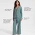 Women's Cotton Poplin Ruffle 2 Piece Pajama Set - Long Sleeve Top and Pants, alternative image