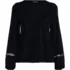 Women's Long Sleeve Lightweight Jersey Crew Neck Lace Ruffle Blouse, Front