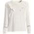 Women's Long Sleeve Lightweight Jersey Crew Neck Lace Ruffle Blouse, Front