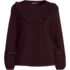 Women's Petite Long Sleeve Lightweight Jersey Crew Neck Lace Ruffle Blouse, Front