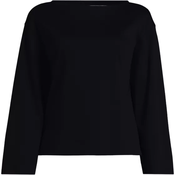 Women's Bracelet Sleeve Supima Cotton Boat Neck Flare Sleeve Top - primary