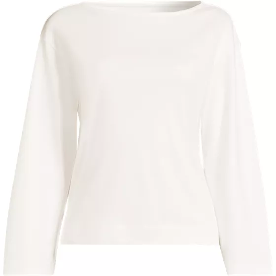Women's Bracelet Sleeve Supima Cotton Boat Neck Flare Sleeve Top - primary