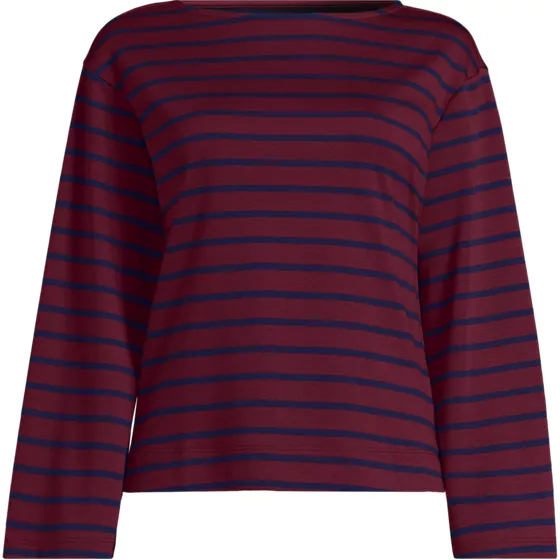 Women's Petite Bracelet Sleeve Supima Cotton Boat Neck Flare Sleeve Top - primary