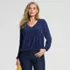 Women's Long Sleeve Silky Knit V-Neck Blouson Top, alternative image