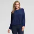 Women's Long Sleeve Silky Knit V-Neck Blouson Top, alternative image