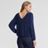 Women's Long Sleeve Silky Knit V-Neck Blouson Top, alternative image