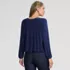 Women's Long Sleeve Silky Knit V-Neck Blouson Top, Back