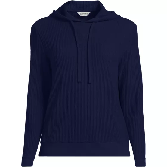 Women's Long Sleeve Waffle Hooded Pullover - primary