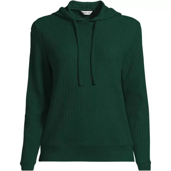 Women's Long Sleeve Waffle Hooded Pullover - primary