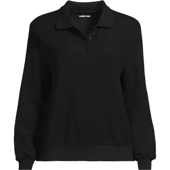 Women's Long Sleeve Honeycomb Pique Banded Hem Polo - primary