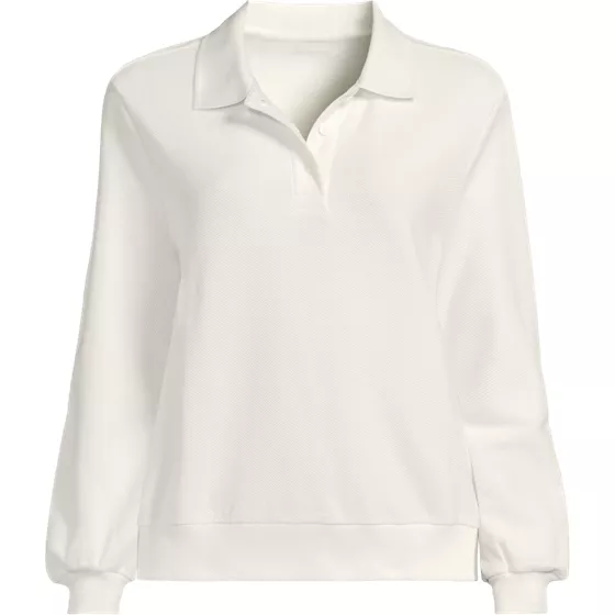 Women's Long Sleeve Honeycomb Pique Banded Hem Polo - primary