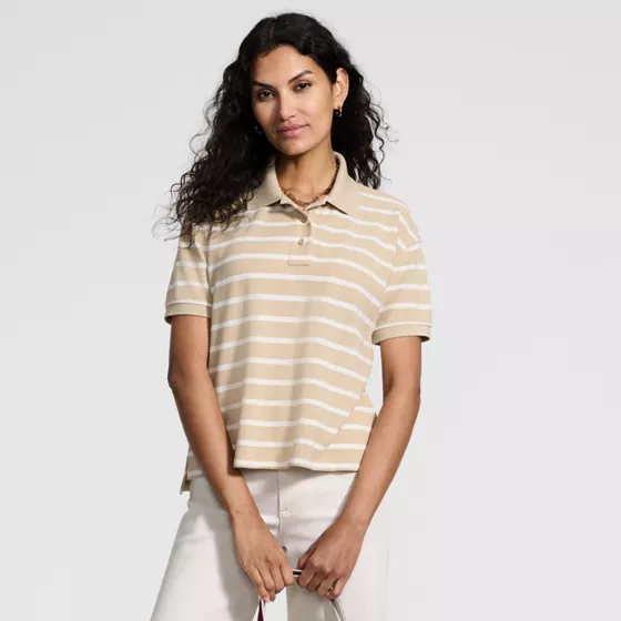 Women's Short Sleeve Pique Boxy Polo - primary