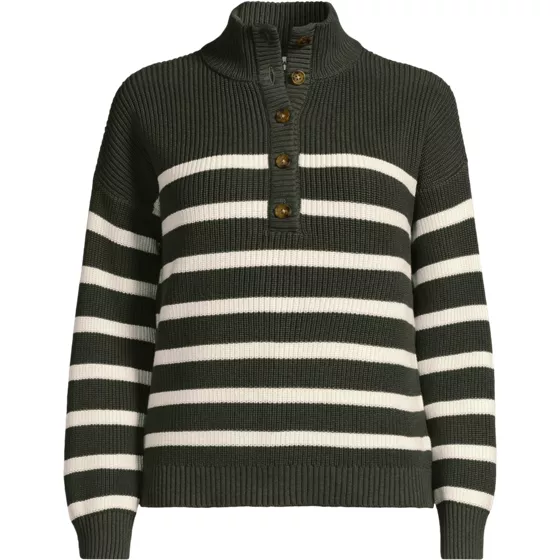 Women's Cotton Button Up Henley Sweater - primary
