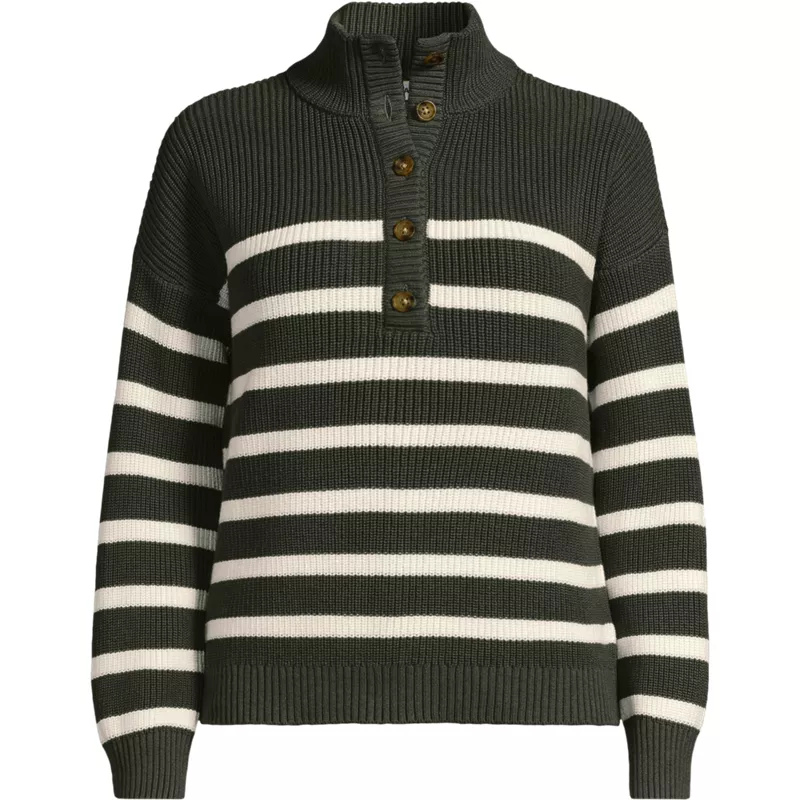 Women's Cotton Button Up Henley Sweater, Front