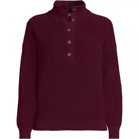 Women's Cotton Button Up Henley Sweater - primary