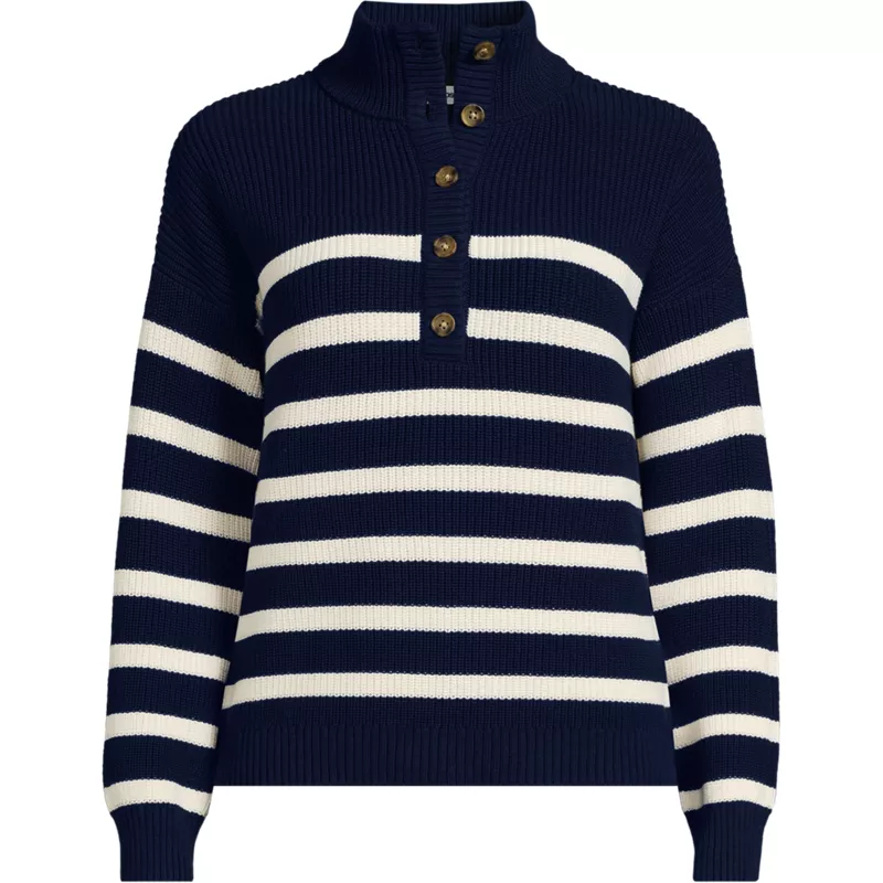 Women's Plus Size Cotton Button Up Henley Sweater, Front