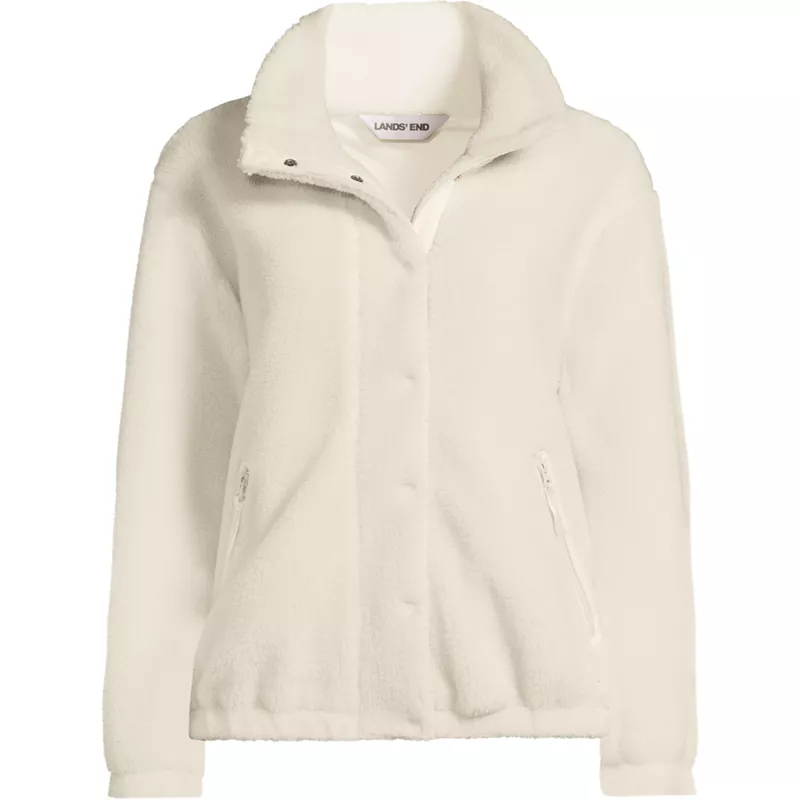 Women's Sherpa Fleece Snap Front Jacket, Front