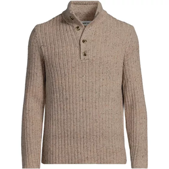 Men's Long Sleeve Cotton Wool Button Up Mock Sweater - primary