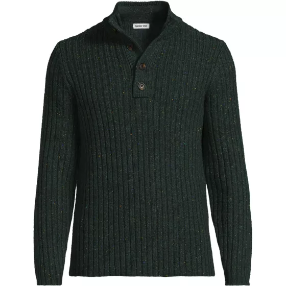 Men's Long Sleeve Cotton Wool Button Up Mock Sweater - primary