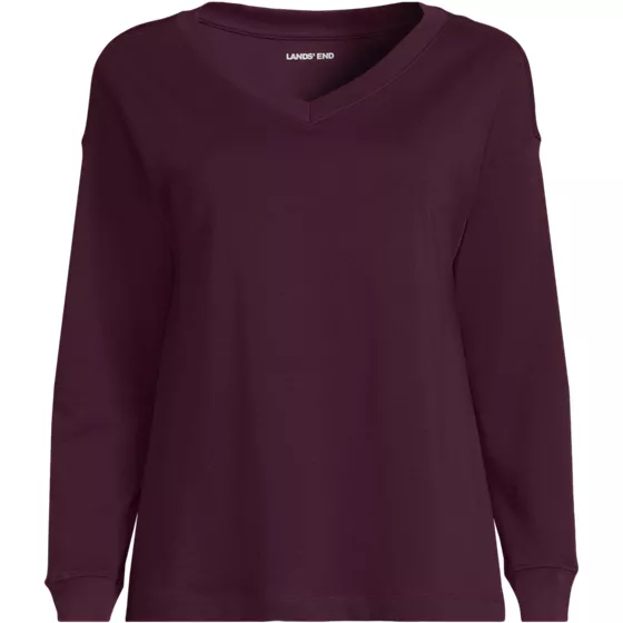 Women's Long Sleeve Cotton V-Neck Tee - primary