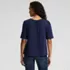 Women's Elbow Sleeve Slub Jersey Embroidered Yoke Pintuck Blouse, Back