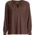 Women's Long Sleeve Slub Jersey Embroidered Sleeve Blouse, Front