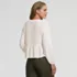 Women's Long Sleeve Slub Jersey V-Neck Embroidered Tiered Blouse, Back
