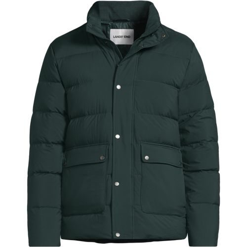 Water Repellent Down Jacket, Men, size: S, regular, Green, Polyester/Down, by Lands' End
