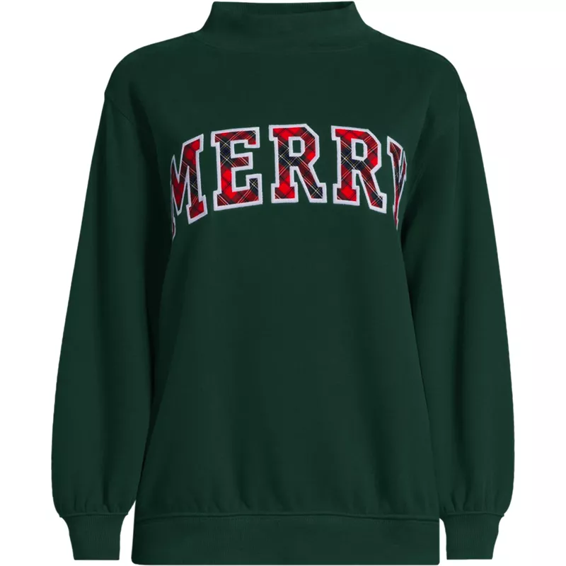 Women's Plus Size Long Sleeve Serious Sweats Mock Neck Sweatshirt, Front