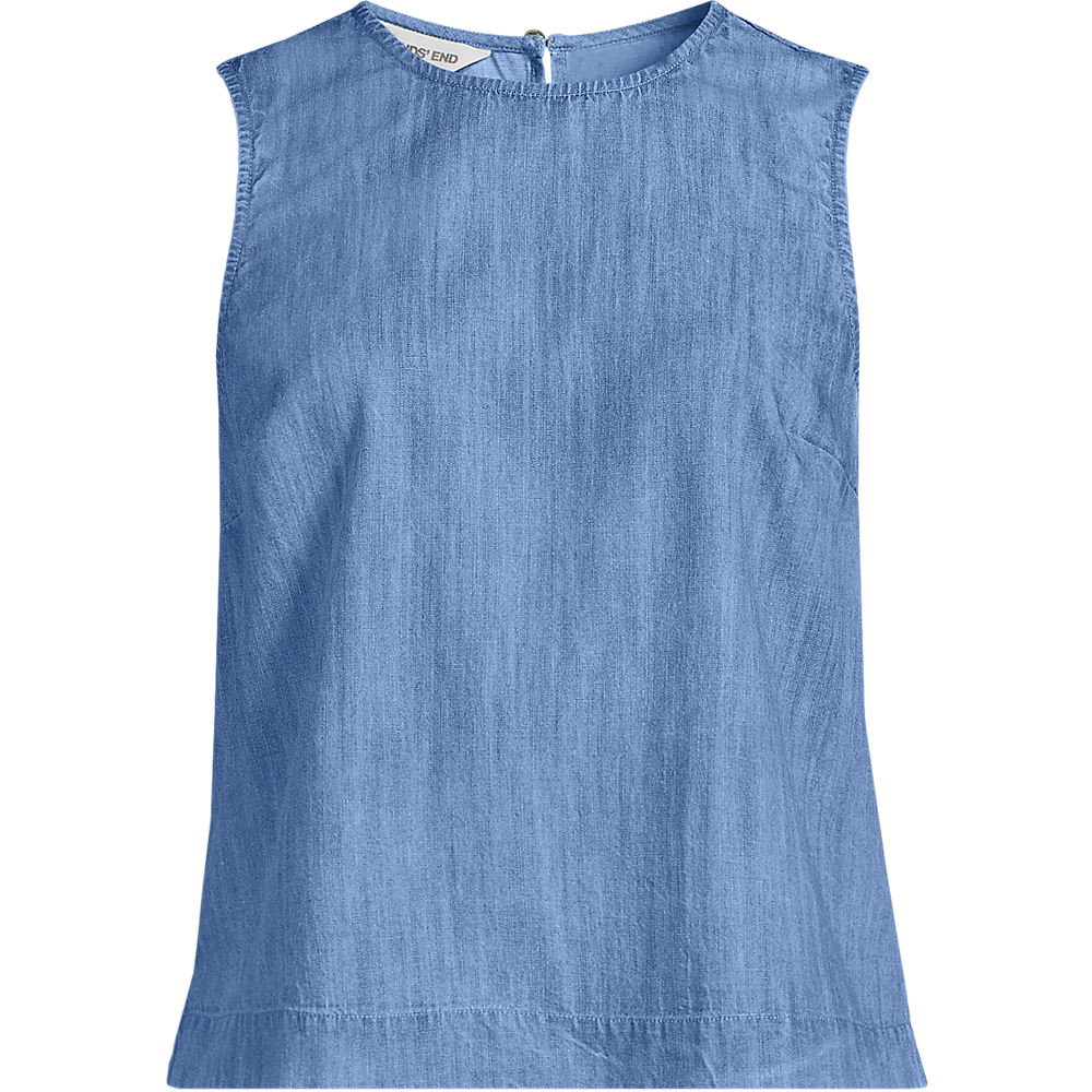 TENCEL Blend Sleeveless Top, Women, size: 26, plus, Blue, Cotton/Lyocell, by Lands' End