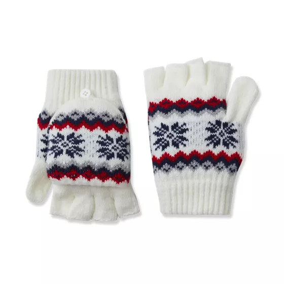 Kids Knit Fair Isle Convertible Mittens - primary