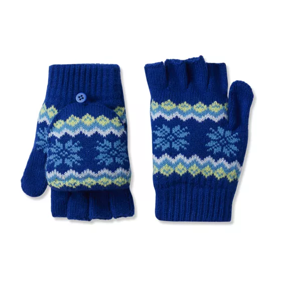 Kids Knit Fair Isle Convertible Mittens - primary