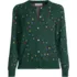 Women's Modern Length Fine Gauge Crew Neck Jacquard Cardigan Sweater, Front