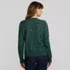 Women's Modern Length Fine Gauge Crew Neck Jacquard Cardigan Sweater, Back