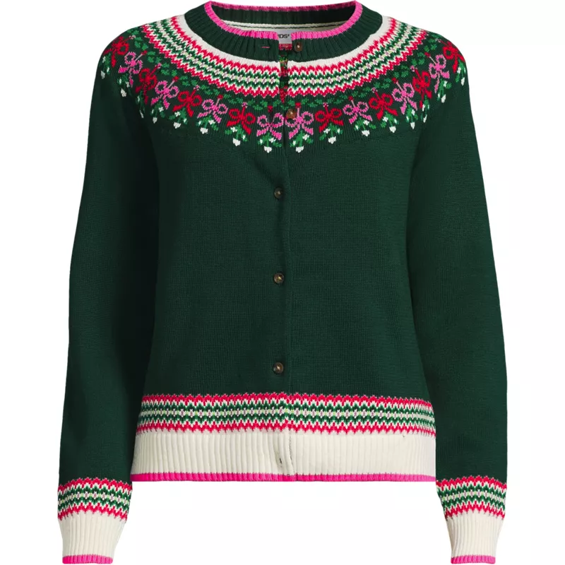 Women's Drifter Fair Isle Raglan Sleeve Cardigan Sweater, Front