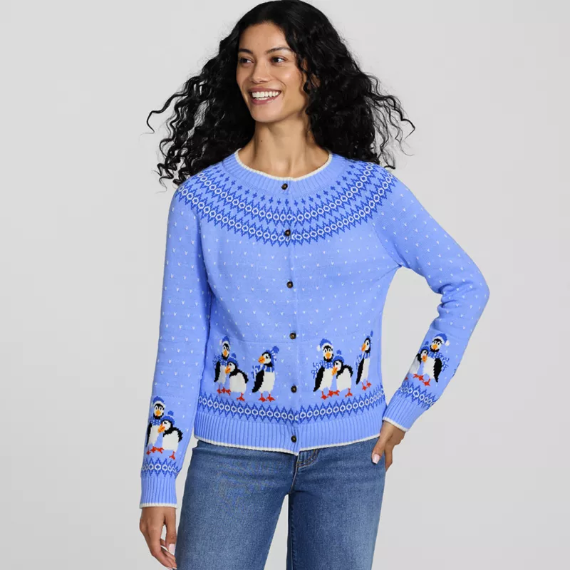 Women's Drifter Fair Isle Raglan Sleeve Cardigan Sweater, alternative image